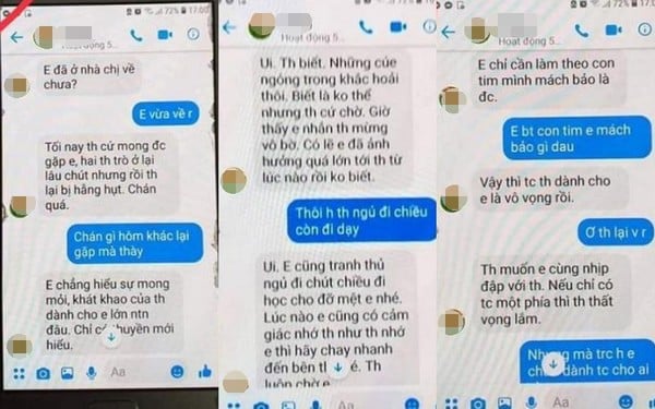 Hình ảnh các tin nhắn được cho do thầy giáo nhắn với học sinh.