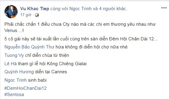 Vũ Khắc Tiệp chia sẻ Ngọc Trinh sắp sinh em bé trên trang cá nhân khiến người hâm mộ bất ngờ.