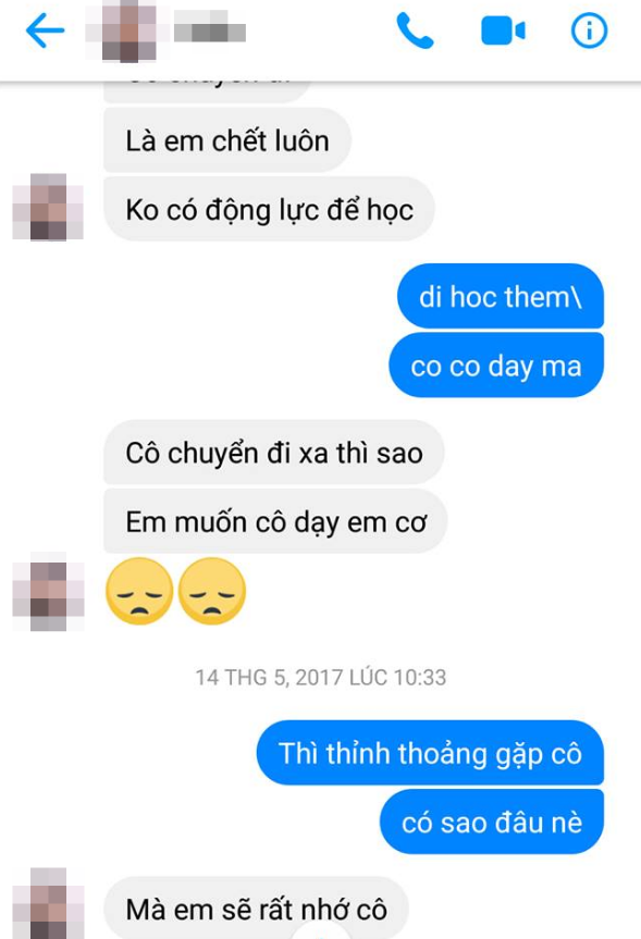 Những dòng tâm sự của 2 cô trò rất tình cảm.  