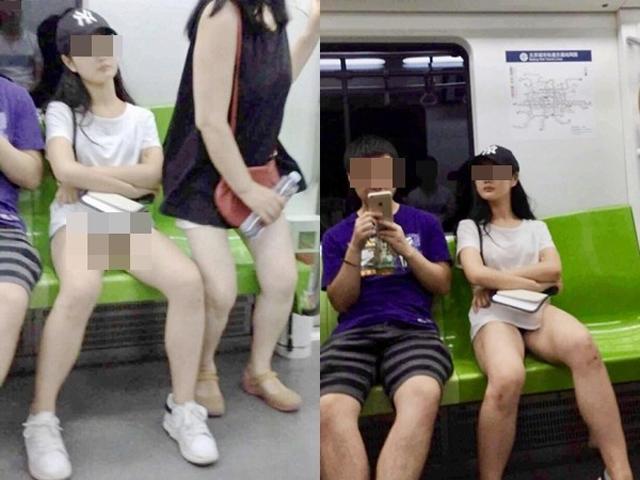 Dáng ngồi của cô gái khiến người đối diện phải đỏ mặt.