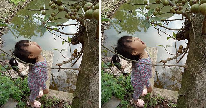 Cô be Hà My với hành động đáng yêu của mình
