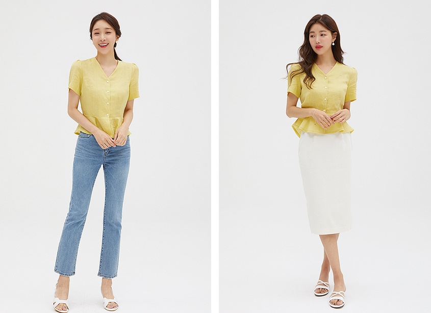 Tuy nhiên bạn cũng có thể mix cùng quần jean. Mẫu áo sơ mi tay ngắn màu vàng nổi bật khi mix cùng tông màu denim năng động sẽ giúp bạn trở nên phong cách hơn.