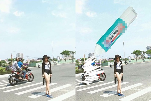 Nhờ dân mạng xóa bỏ người đằng sau, cô gái nhận ngay bức hình ám ảnh.