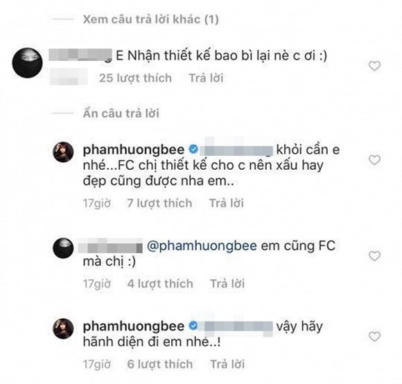 Người đẹp trả lời khi một fan muốn thiết kế lại bao bì cho cô.    
