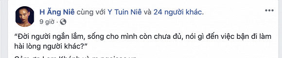 H'Ăng Niê đăng dòng trạng thái một lần nữa khẳng định 