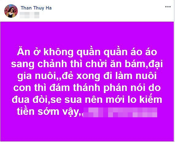 Thân Thúy Hà bức xúc bởi những lời soi mói của dư luận.    