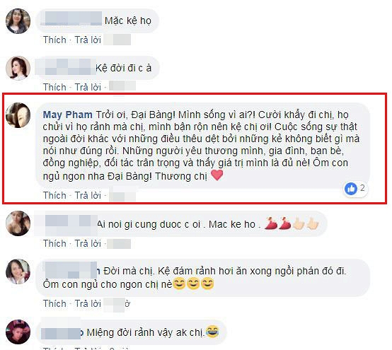 Vợ Phạm Anh Khoa và dân mạng động viên Thân Thúy Hà.    