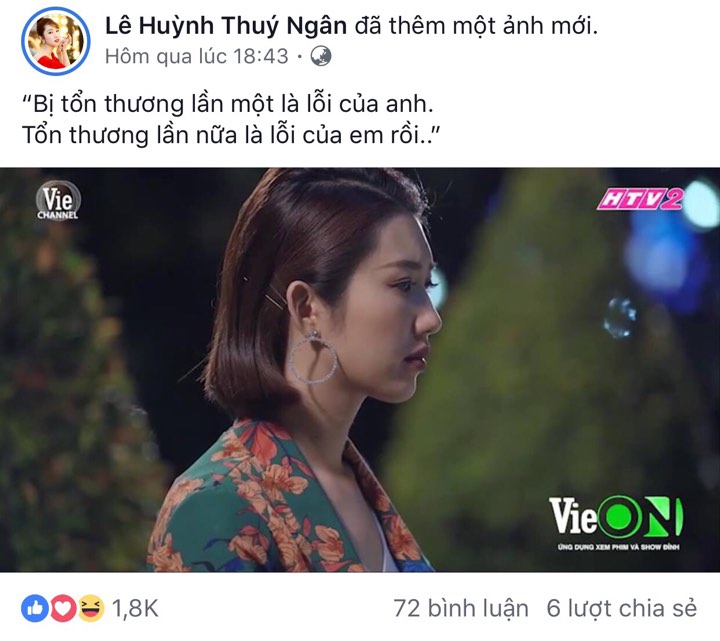 Cách đây vài giờ, nữ diễn viên Gạo nếp gạo tẻ bất ngờ chia sẻ trên facebook cá nhân bức ảnh kèm dòng trạng thái lạ. Cụ thể Thúy Ngân viết: 