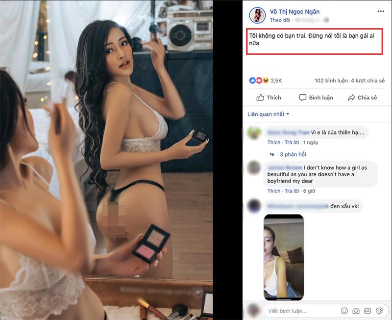 Chưa dừng lại ở đó, tiếp sau bức hình này, Ngân 98 tiếp tục khoe hình pose dáng cực táo bạo với set đồ bikini không thể kiệm vải hơn, đồng thời khẳng định “Đừng gọi tôi là bạn gái ai nữa.”    