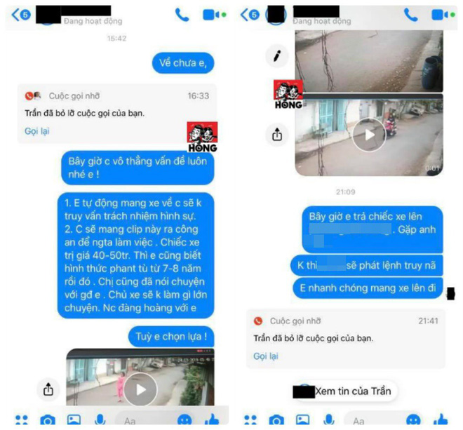 Đoạn tin nhắn giữa chủ nhà và nữ sinh.