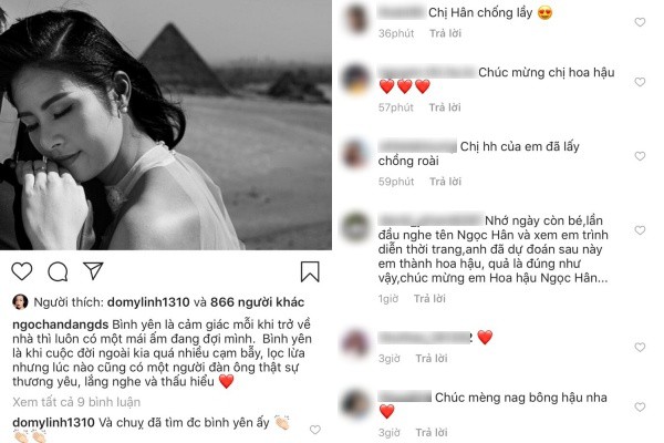 Chỉ một bức ảnh trên instagram, Ngọc Hân lại bị đồn sắp lên xe hoa.    