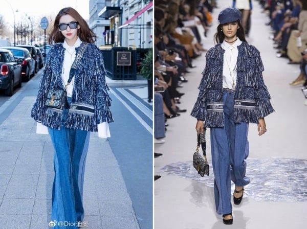 Angela Baby từng mặc set đồ trên khi tới tham dự Tuần lễ thời trang Paris.    