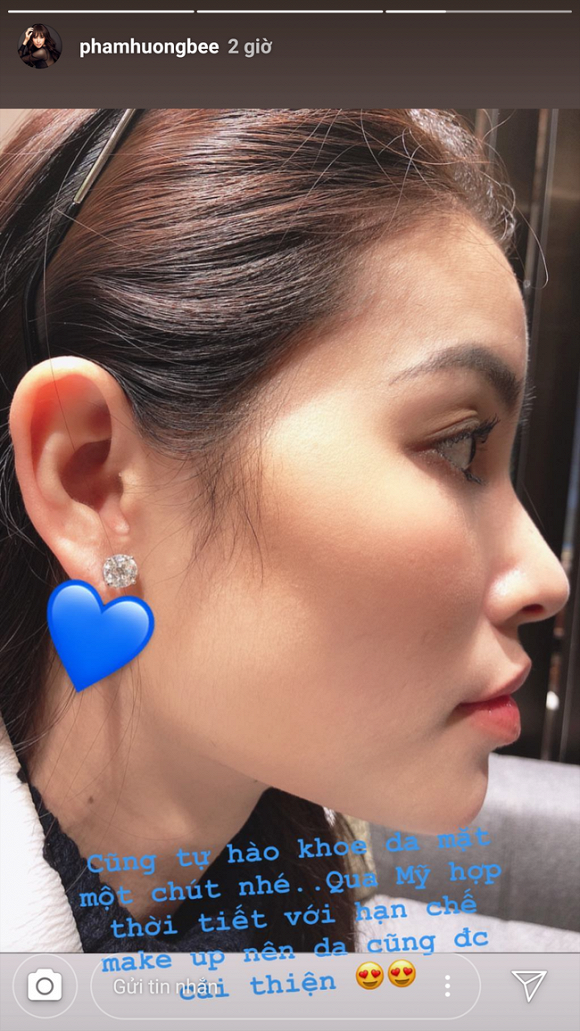Da mặt không tì vết của Phạm Hương sau khi sang Mỹ sinh sống.