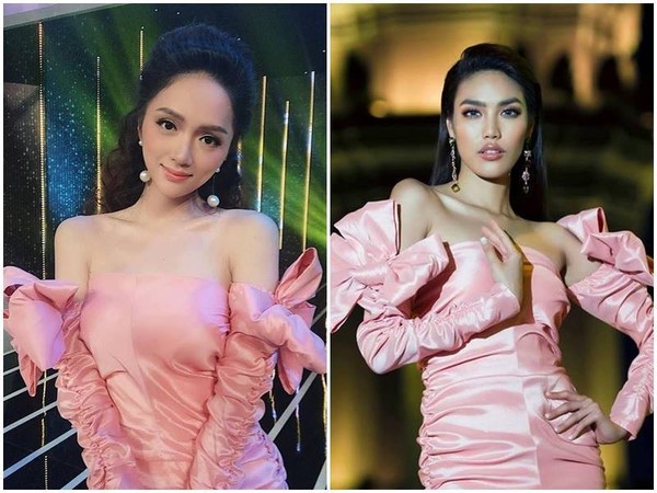 Đây tiếp tục là pha “đụng hàng” đầu khiến người hâm mộ “xoắn não” phân định xem ai mặc đẹp hơn. Từ thần thái đến cách kết hợp váy áo, cả Hương Giang - Lan Khuê đều có cách thể hiện xuất sắc.  