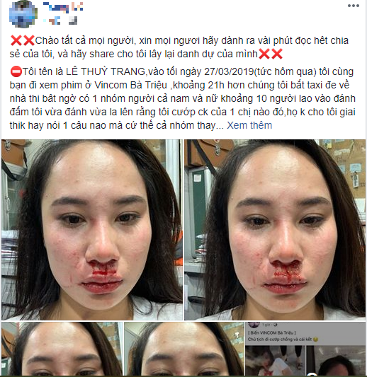 Cô gái kêu oan trên trang cá nhân. Ảnh chụp màn hình