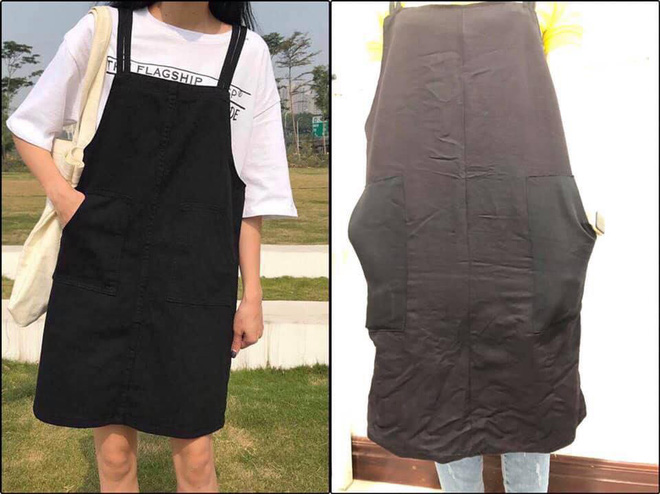 Chiếc váy trên mạng và chiếc váy cô nàng nhận được.