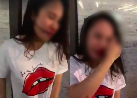 Hình ảnh cô gái bị đánh ghen cắt từ clip.