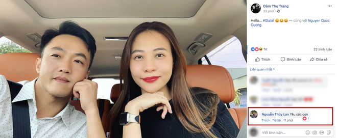 Mẹ Đàm Thu Trang để lại bình luận thể hiện tình cảm với con gái và con rể.