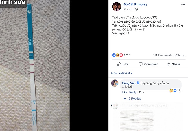 Trước tin vui này của đồng nghiệp, bà bầu Hồng Vân liền lập tức khoe: “Chị cũng đang cấn nà“.    
