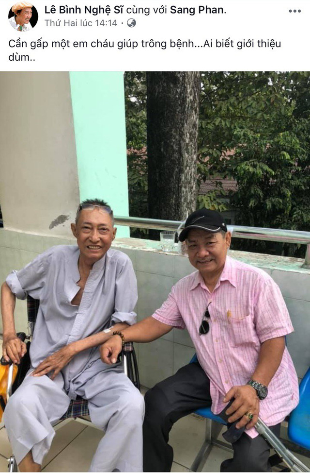 Nghệ sĩ Lê Bình cập nhật trên trang cá nhân.    