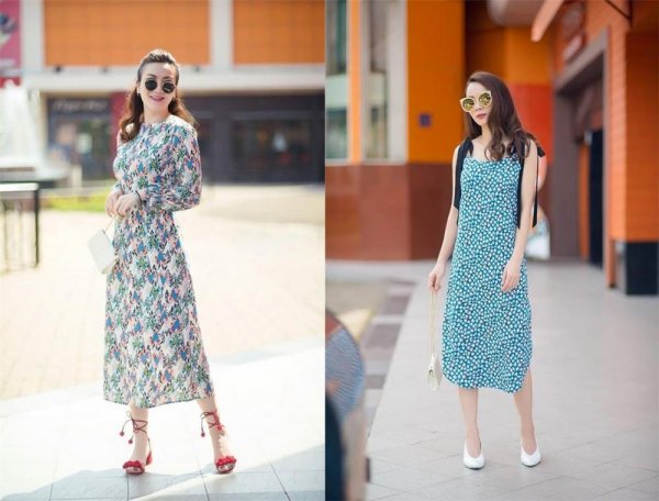 Song Yến cực xinh đẹp và nữ tính trong chiếc váy vintage hoa nhí nền vải voan, chiffon mềm mại    