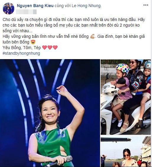 Bằng Kiều mong chồng cũ và Hồng Nhung luôn khiến ác con biết rằng yêu bố mẹ luôn thương Tôm và Tép dù đã ly hôn.    
