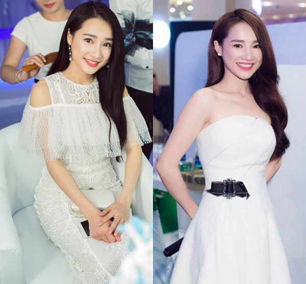 Trang phục dự sự kiện của Nhã Phương tuy đổi khác về kiểu dáng, chất liệu, khi đáng yêu khi quyến rũ nhưng hầu như đều mang tông trắng tinh khôi.    