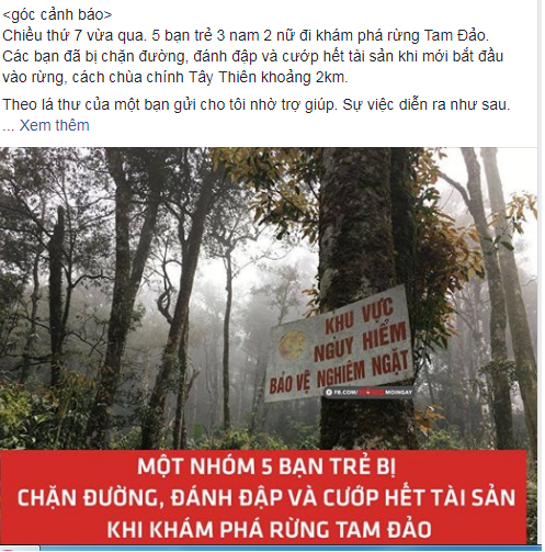 Thông tin đăng tải trên mạng xã hội.