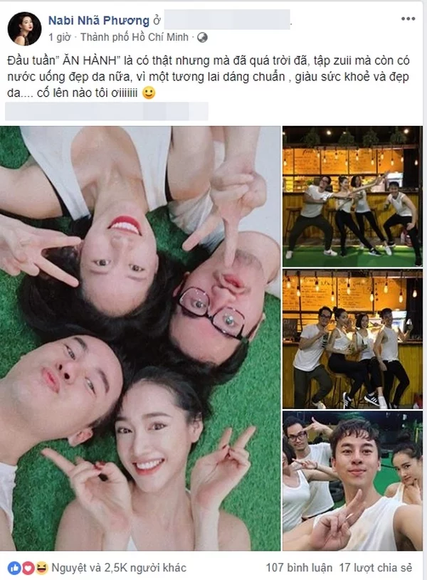 Nhã Phương khoe ảnh đi tập gym cùng bạn.