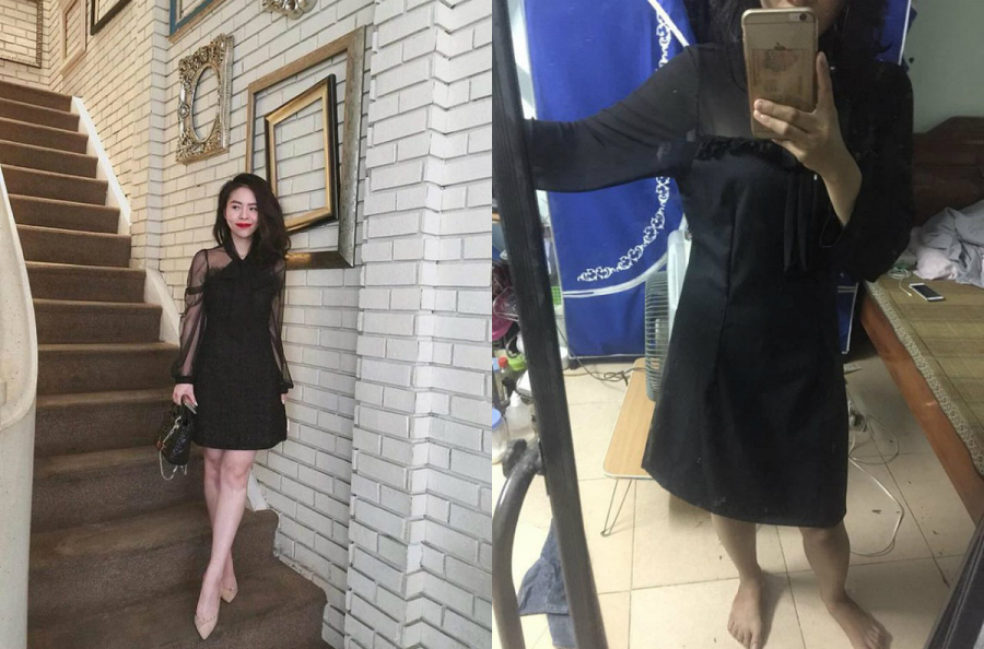 Hai chiếc váy khác xa nhau.