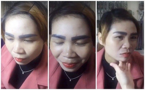 Cô gái sang tận Lào để xăm lông mày nhưng thành quả thì 