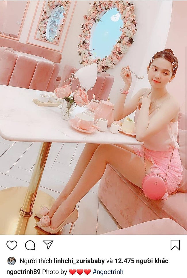 Ngọc Trinh khoe ảnh được bạn trai chụp cho.