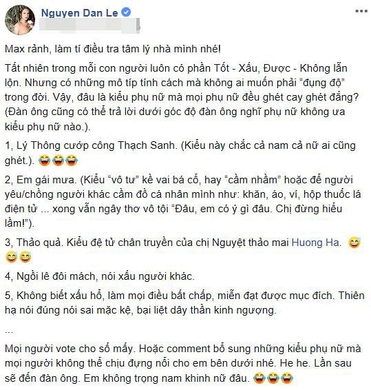 Bài viết của Đan Lê nhận được sự ủng hộ của nhiều người