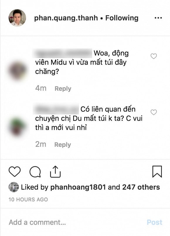 Dân mạng cho rằng bức ảnh cùng thông điệp mà Phan Thành đăng tải có liên quan đến Midu.  