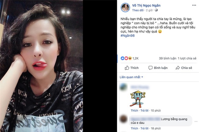 Ngân 98 lần đầu lên tiếng về chuyện chia tay Lương Bằng Quang.    