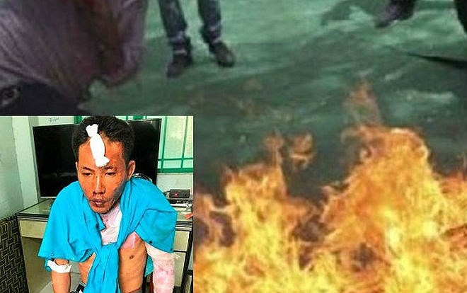 Người đàn ông tưới xăng đốt vợ và con.