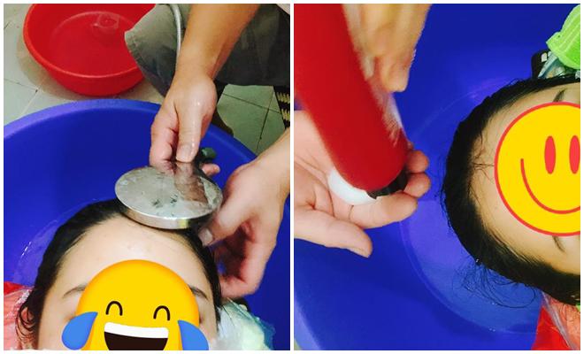 Con cứ việc nằm im, gội đầu để bố lo nhé!