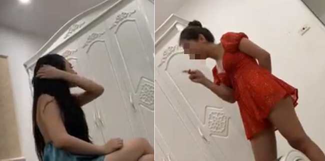 Cô nhân tình vẫn thản nhiên ngồi vuốt tóc khi bị chị vợ hỏi han.