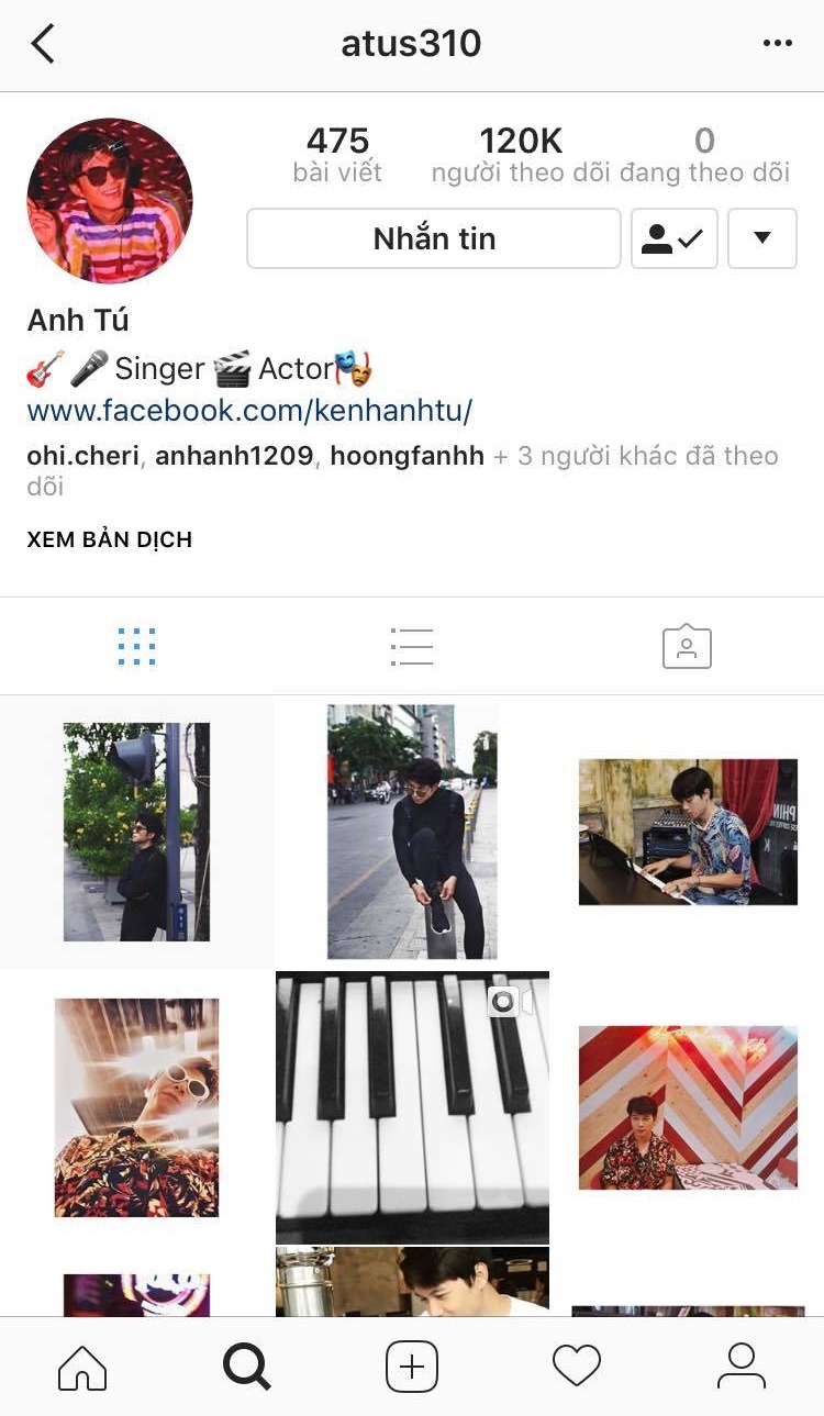 Còn Anh Tú hiện không theo dõi ai cả.    