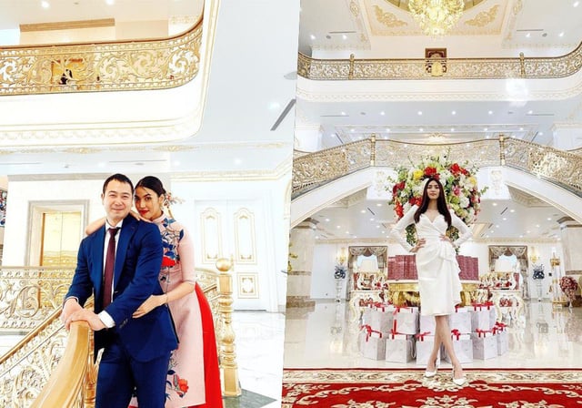 Nơi ở cũng cả hai vợ chồng cũng lộng lẫy, đẳng cấp và sang trọng. Vẫn biết nhà chồng hoa khôi rất có tiềm lực về kinh tế nhưng cho đến hiện tại, dư luận mới được chiêm ngưỡng không gian lộng lẫy bên trong không gian sống xa hoa.    