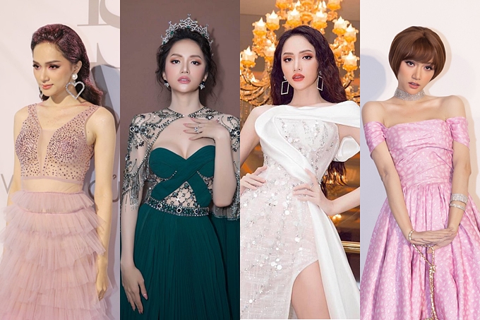 Hương Giang đầu tư váy áo lộng lẫy, biến hóa nhiều phong cách mỗi lần xuất hiện trước công chúng.    