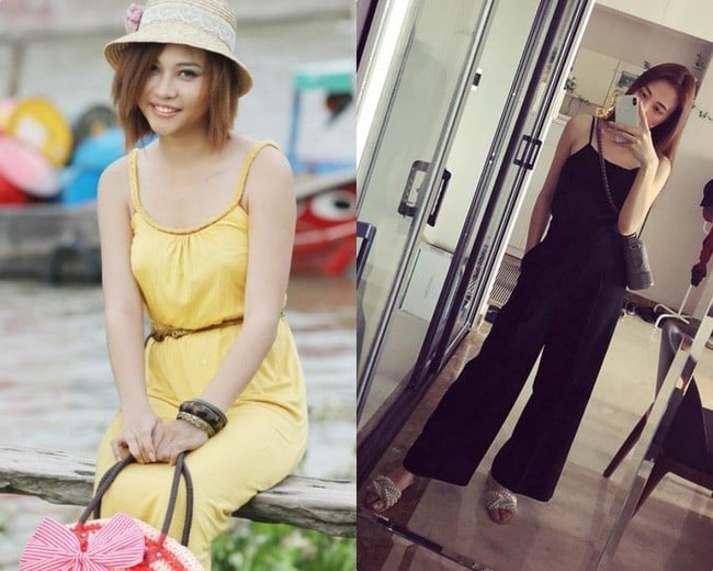 Cũng là jumpsuit nhưng Đàm Thu Trang của hiện tại nhìn sang chảnh hơn bội phần so với nhiều năm trước. Mái tóc dài nữ tính, vóc dáng thon gọn, gợi cảm và khuôn mặt khả ái khiến Thu Trang “nổi bần bật”. 