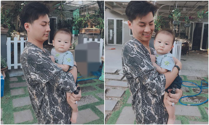 Chồng Lâm Khánh Chi vui vẻ con trai