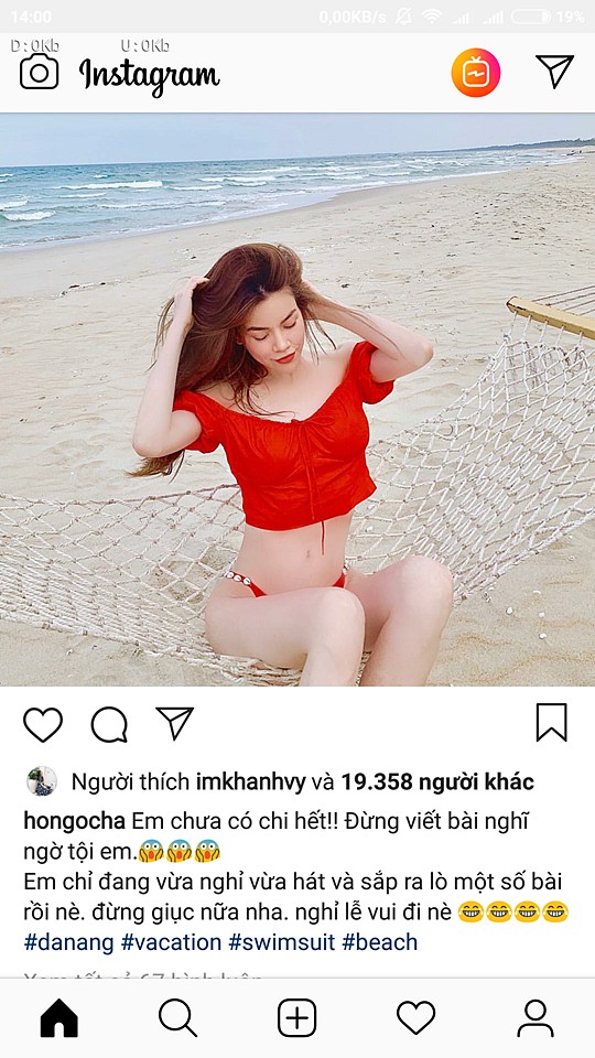 Không để dân tình đồn đoán quá lâu, mới đây Hồ Ngọc Hà đã chính thức lên tiếng về tin đồn mang thai với Kim Lý. “Em chưa có chi hết, đừng nghi ngờ tội em. Em chỉ đang vừa nghỉ vừa hát và sắp ra lò một số bài rồi nè. Đừng giục nữa nha”, Hồ Ngọc Hà viết. Dù không nhắc trực tiếp đến câu chuyện đang lan truyền nhưng trước lời lẽ của nữ ca sĩ, người hâm mộ nhận định cô đang nói tới tin đồn mang thai phủ sóng mấy ngày qua.    
