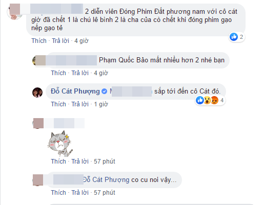 Dưới phần bình luận, khi một tài khoản mạng nhắc tới sự ra đi của hai nghệ sĩ gạo cội, Cát Phượng đáp trả bất ngờ.    