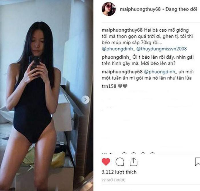 Mai Phương Thúy từng đăng đàn khen ngợi dáng vóc tuyệt vời của Hoa hậu Thùy Dung, nói cả 2 cùng chiều cao nhưng Thùy Dung rất thon gọn, còn cô 