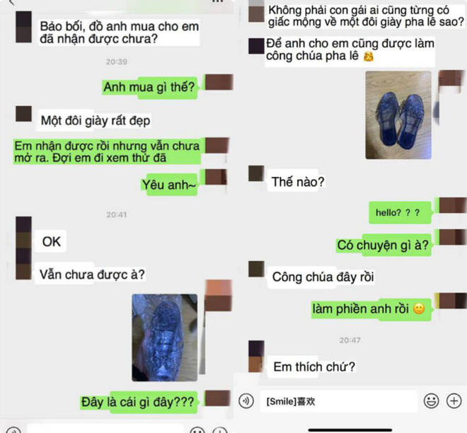 Đoạn hội thoại của anh chàng và cô người yêu.  
