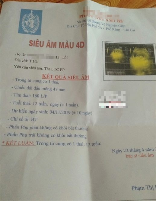 Kết quả siêu âm của nữ sinh H.T.H.. Ảnh: Nông nghiệp