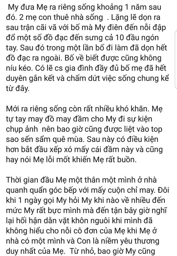 Trong đó có phân đoạn viết về những bộ cánh ngày xưa khi mới bắt đầu sự nghiệp, Diễm My chưa có điều kiện sắm sửa Shbet999 com đăng nhập, nên mẹ là người đã tự tay cắt may cho cô.  