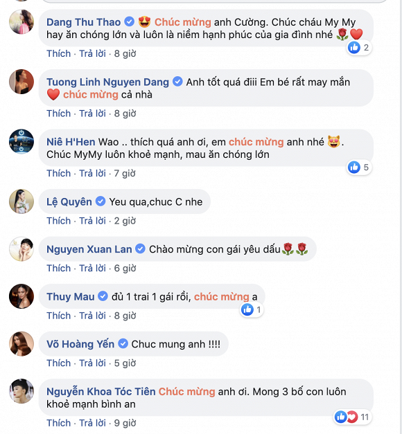 Nhiều sao Việt đã gửi lời chúc mừng NTK Đỗ Mạnh Cường.    